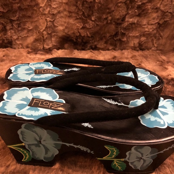 90s Vintage Flopz Hawaiian Wood Platforms 🌺 Rare - Picture 5 of 5